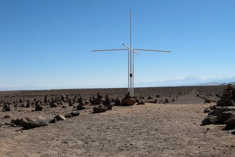 Una cruz indica que estamos pasando por el trópico de Capricornio.