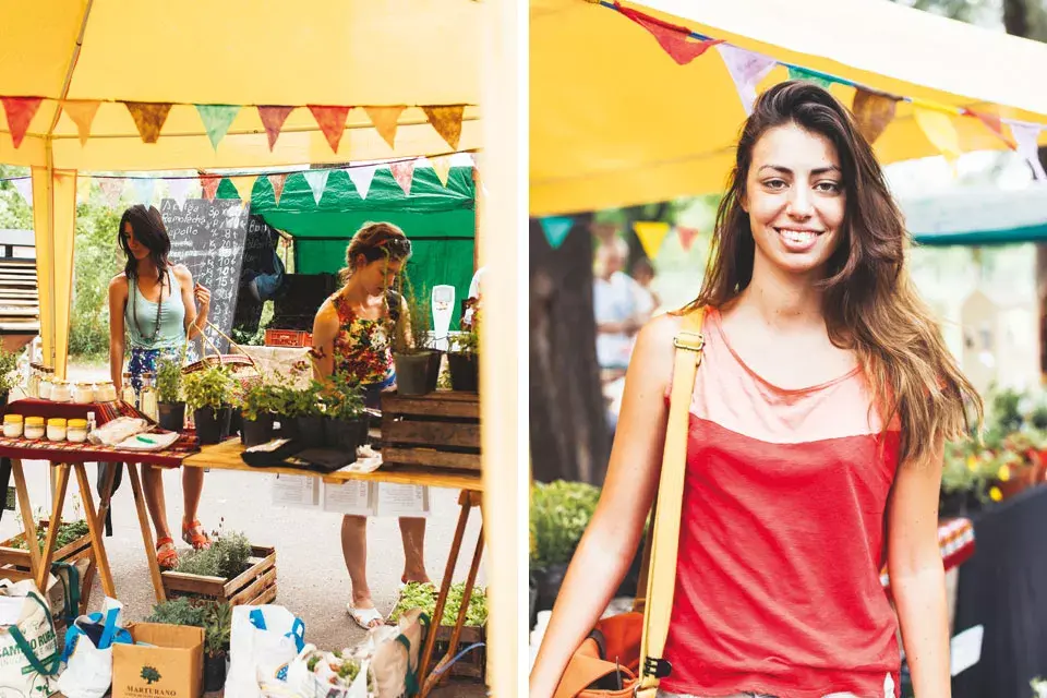 Izq.: en la feria encontrás de todo. Der.: Mariana Brito (28 años, técnica en Floricultura): Me gusta comprar la verdura fresca de temporada en la feria de Agronomía, es riquísima y libre de agroquímicos. Si vas bien temprano, mejor, porque hay más variedad.