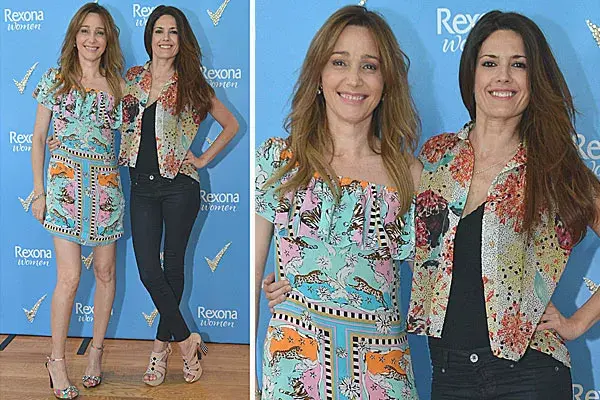 Divinas, Vero Lozano, con un vestido colorido y bien fresco, e Isabel Macedo, de negro y con una camisa también estampada, no se perdieron la presentación de Rexona
