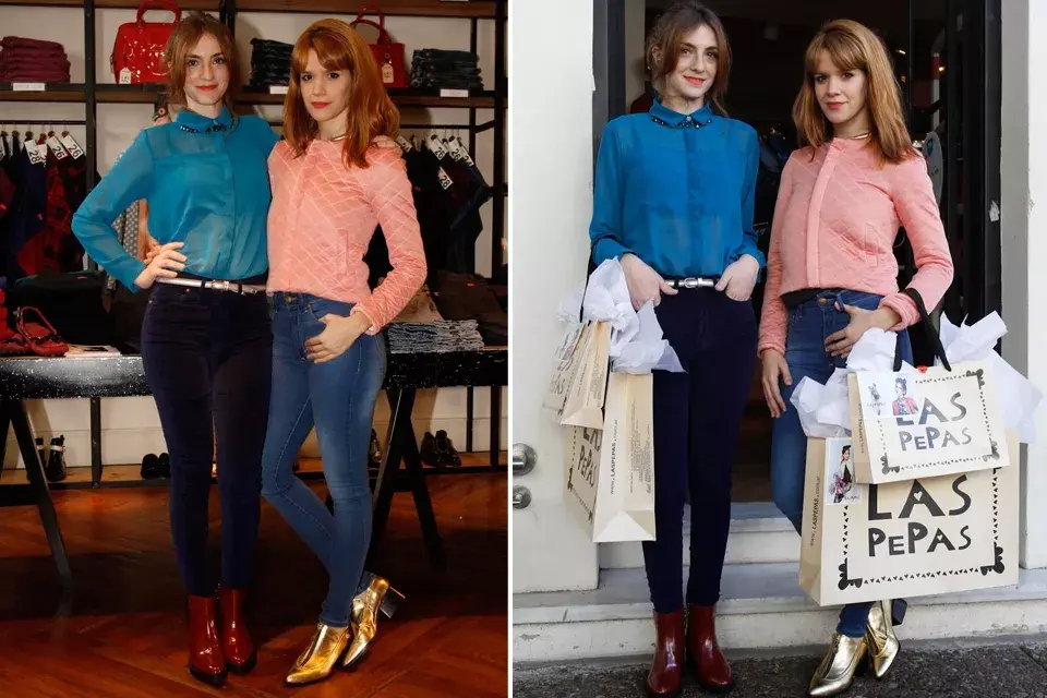 Julieta Zylberberg y Violeta Urtizberea se encontraron en el local de Las Pepas, ambas luciendo chupines, botitas cortas y colores pastel. ¿Quén se vistió mejor?