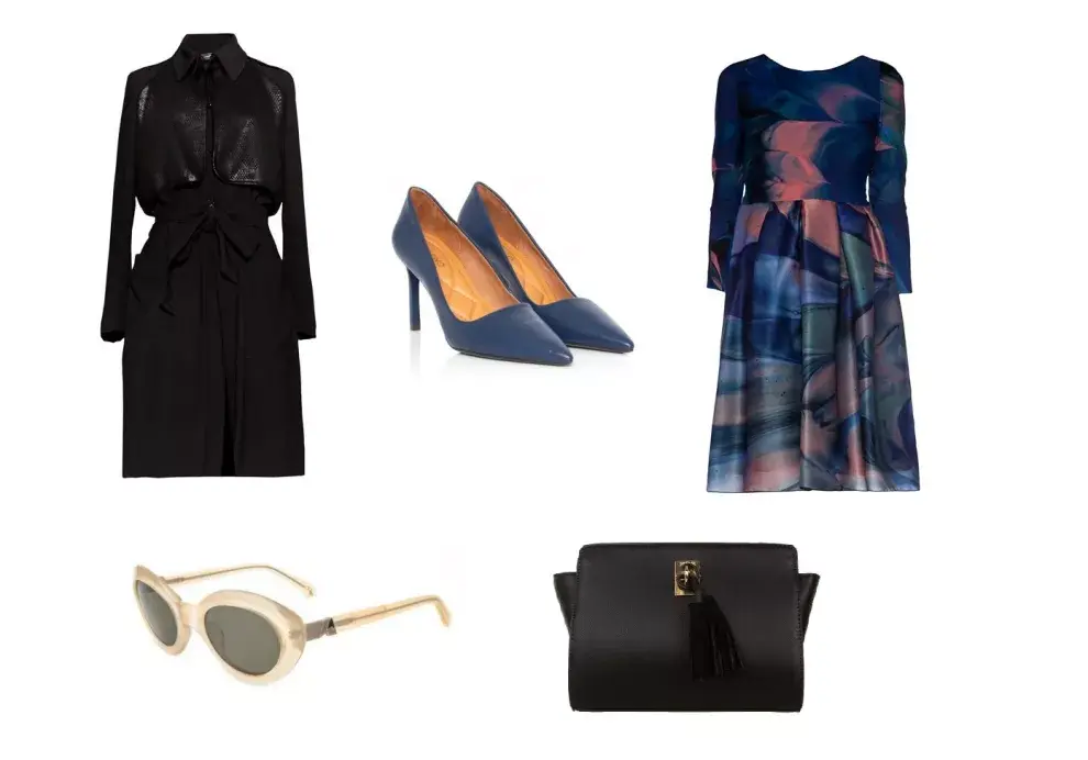 Zapatos (Via Uno, $1999) Cartera (Prune, $1190) Vestido (Juan Hernandez Daels) Trench (Tramando, $4900)  Anteojos (Absurda, Interóptica)