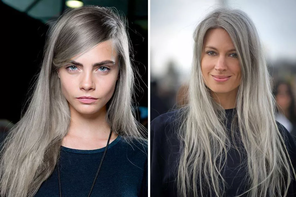 Cara Delevigne y Sarah Harris, editora de Vogue UK se sumaron a esta tendencia.Cara se tiñó su color de pelo original, mientras que Sarah decidió llevar su pelo con canas