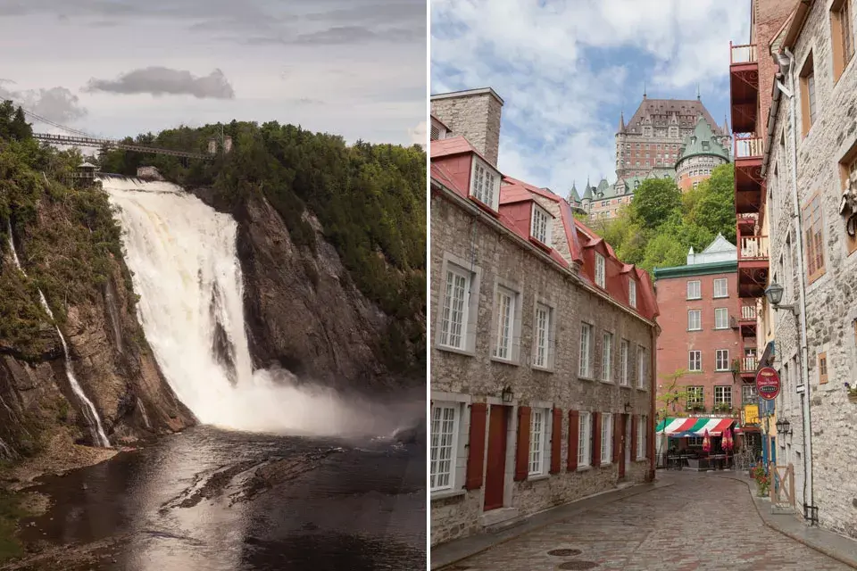 Por las callecitas del barrio Petit Champlain, se ve el Chateau Fontenac.