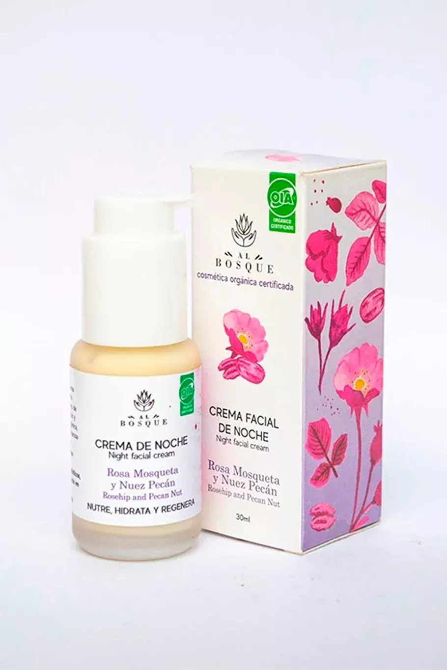 Crema de noche de Rosa Mosqueta y Nuez Pecán de Al Bosque, $1500, @albosquebio