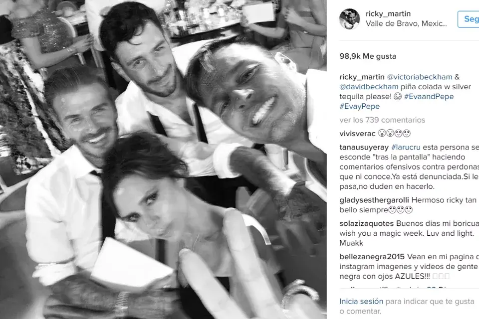 Selfie grupal para David y Victoria Beckham y Ricky Martin
