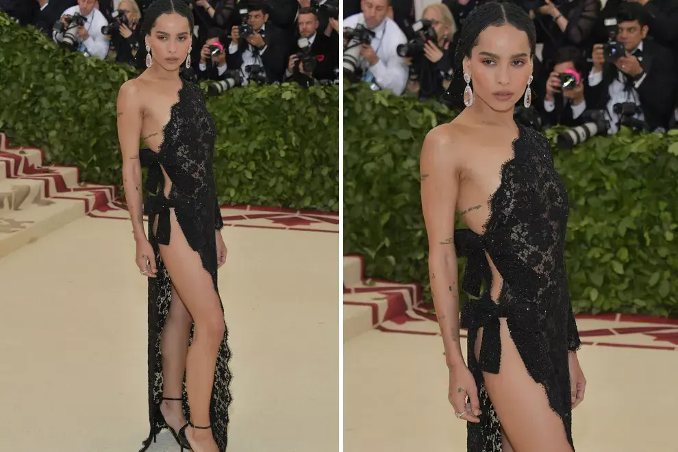 Zoë Kravitz llegó con un vestido firmado por Saint Laurent 