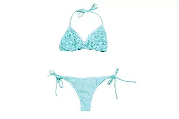 Bikini verde bordada (Luz de Mar, $501)