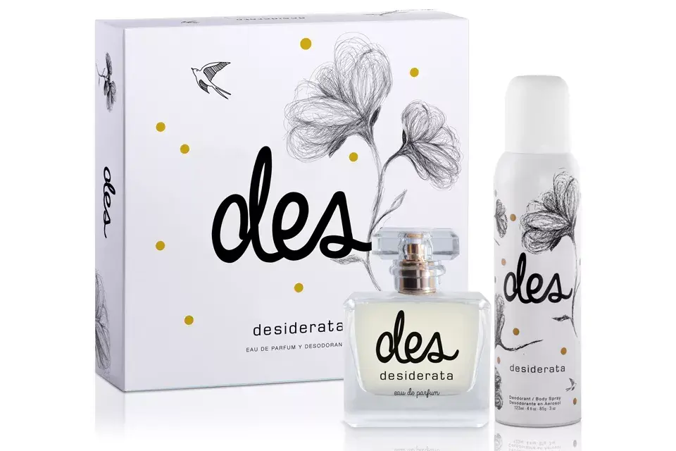 Perfume Des, de Desiderata, por 60 ml y desodorante de 123ml, por $240