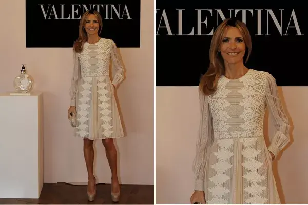Rossella Della Giovampaola, siempre impecable vaya a donde vaya. Para el evento de Valentino eligió un vestido color nude con bordado, zapatos con plataforma y clutch, todo en el mismo tono