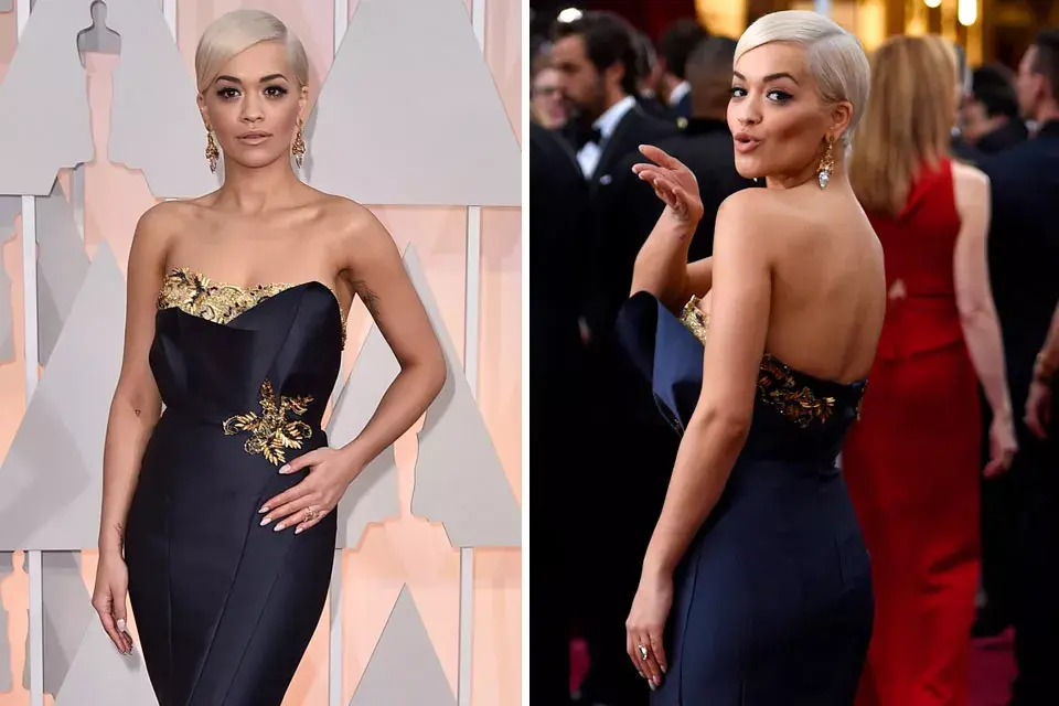 Rita Ora llevó su pelo corto con wet looky le quedaba fenomenal