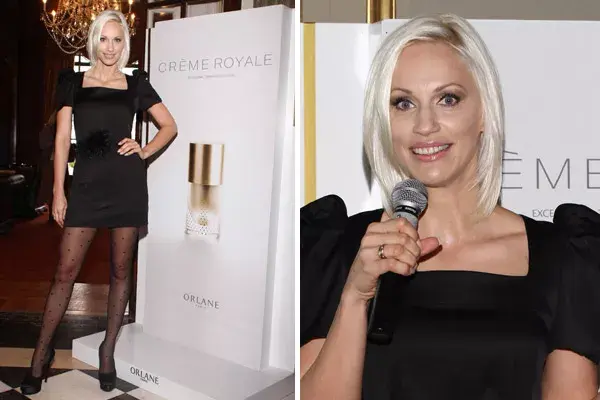 Ingrid Grudke fue al lanzamiento de la marca Orlane con un little black dress y medias con corazoncitos