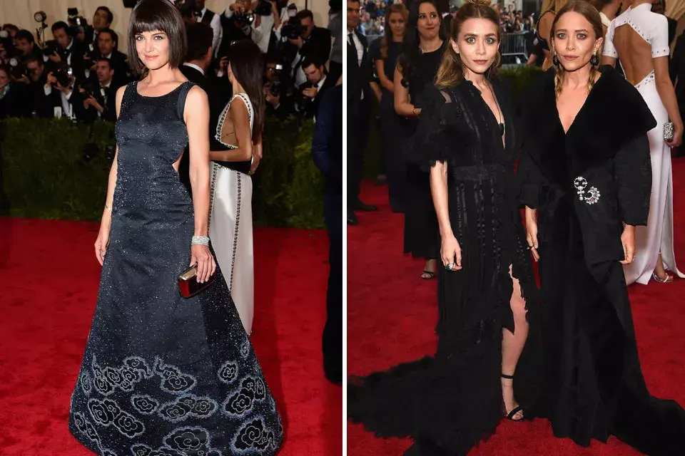 De negro fueron Katie Holmes, con un vestido de Zas Posen, y Mary Kate y Ashley Olsen, vestidas, por Riccardo Tisci