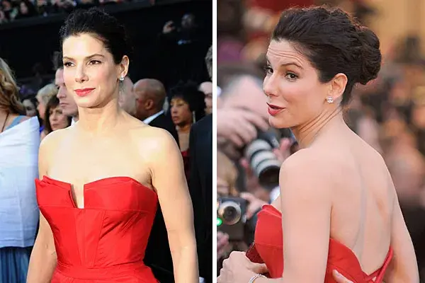 Un look bien formal, con un recogido, con el pelo peinado hacia atrás