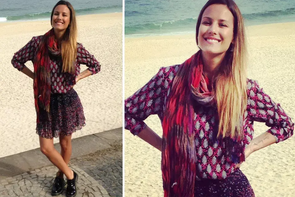 Luli Fernández posó desde las playas de Brasil con un conjunto bien boho-chic. ¡Queremos que llegue el calorcito acá para vestirnos así!