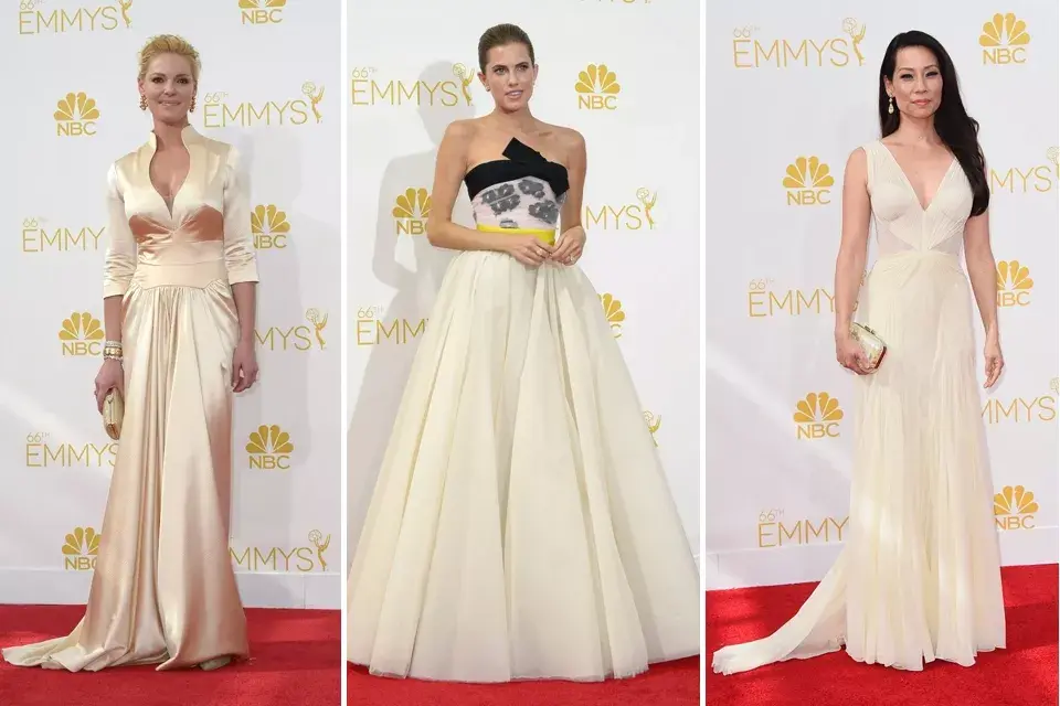 Katherine Heigl lució un vestido dorado de Escada, Allison Williams con un diseño de gran falda de Giambattista Valli y Lucy Liu por Zac Posen