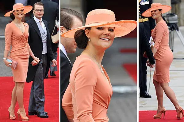 Victoria de Suecia, radiante con un vestido en salmón oscuro de Elie Saab que le quedaba muy sentador