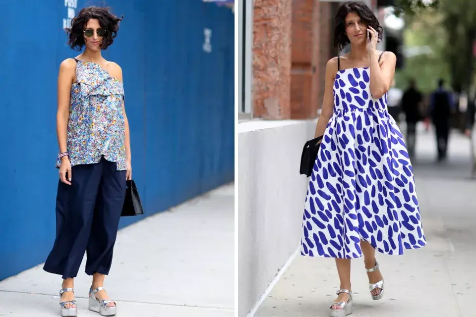 La última fashionista embarazada es Yasmin Sewell, una de las consultoras de moda más reconocidas del mundo. Yasmin apuesta también a las estampas y a cómodas flatforms para asistir a todos los desfiles