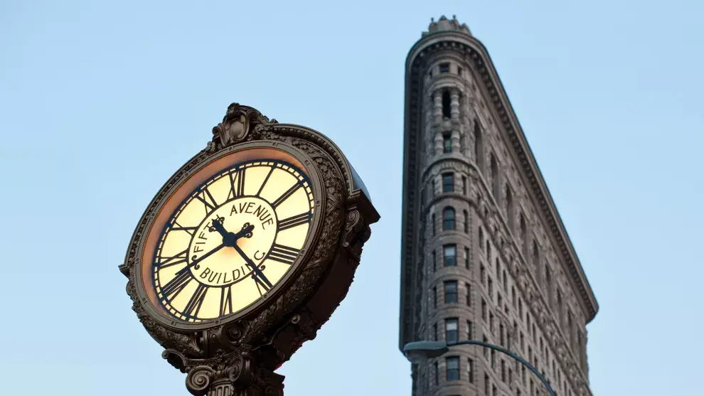 Frente al Flat Iron de Nueva York