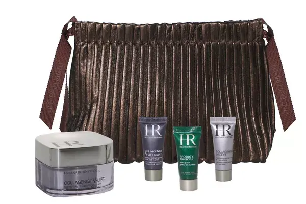 Cofre Collagenist  V-Lift de Helena Rubinstein : un pouch con crema de noche, crema de párpados  y  Prodigy Powercell serum ($680)