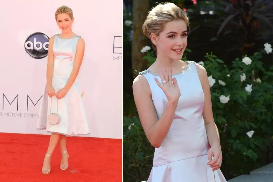 En los Emmy Awards 2012 lució este modelito gris tornasolado que le dio un aire bien ladylike. ¡Toda una señorita! ¡Y con esos tacos!