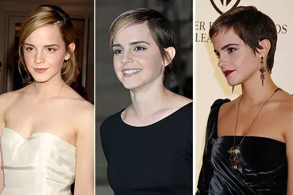 El pelo corto ayudó a a Emma Watson a convertirse en un referente de la moda; antes, cuando usaba el pelo largo y recogido