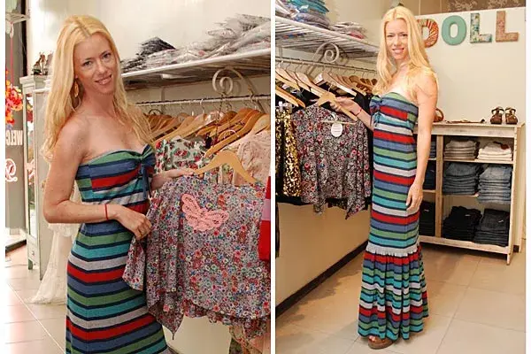 Nicole Neumann estuvo en el local de Doll para ver la última colección; súper trendy, optó por un vestido largo a rayas, ideal para los días de calor