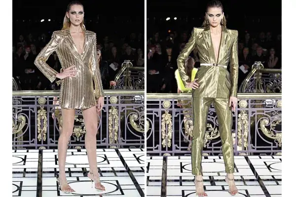 Versace, con líneas verticales y hombreras