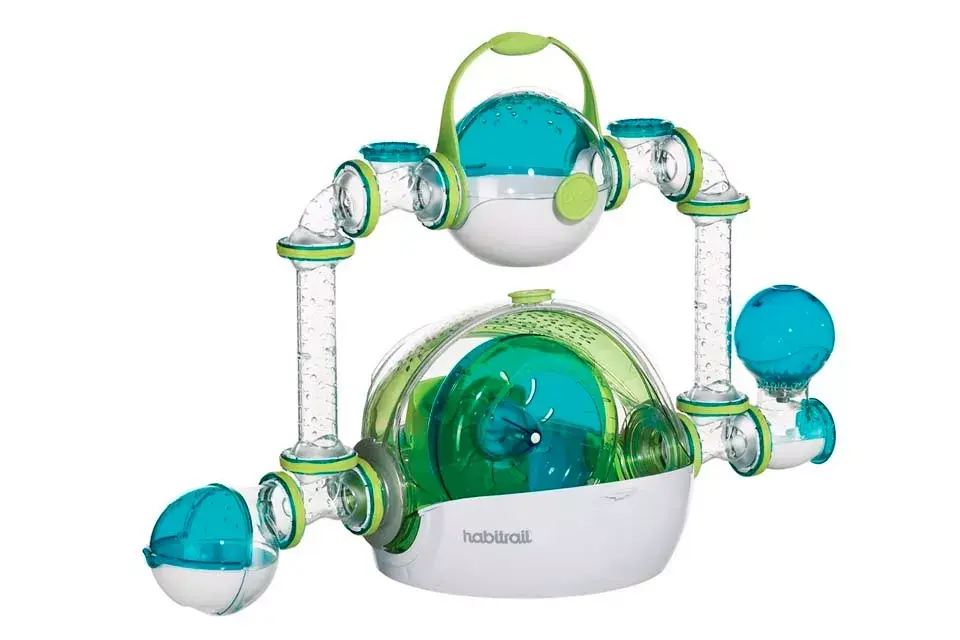 Hamstera. Para que los pequeños roedores puedan explorar y jugar. Con rueda para correr. $740, Puppis