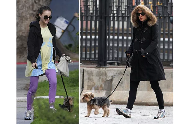 Natalie Portman opta por un look deportivo para salir con su pequeño perro; siempre con anteojos oscuros