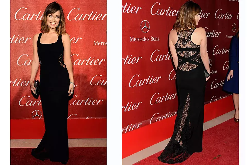 El encaje es un must! Mirá qué linda la espalda  del vestido que eligió Olivia Wilde (es de Monique Lhuillier)