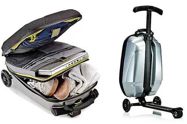 Ideal para cuando llegamos tarde al aeropuerto, la valija monopatín es más que práctica