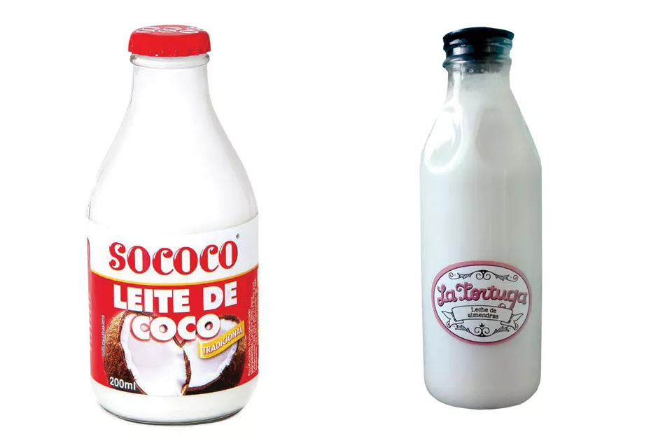 Leche de coco (Sococo, $130) y leche de almendras  (La Tortuga, $52).