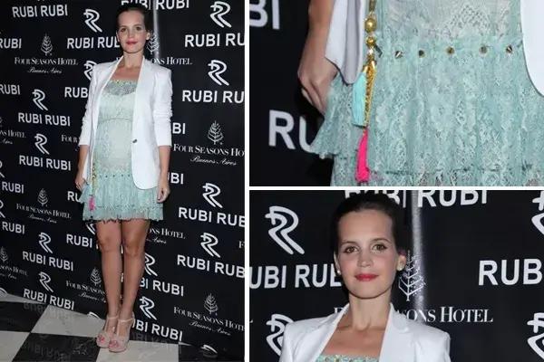 Sabrina Garciarena, divina con su vestidito verde agua, ese blazer blanco y su pancita perfecta