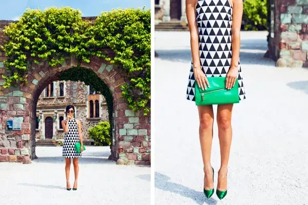 Zapatos en punta, en verde tornasolado. ¡Pura tendencia!