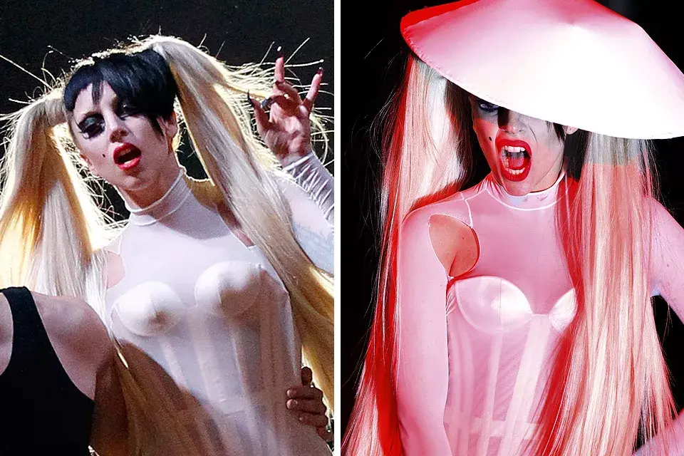 Extensiones rubias, corset y transparencias para Lady Gaga