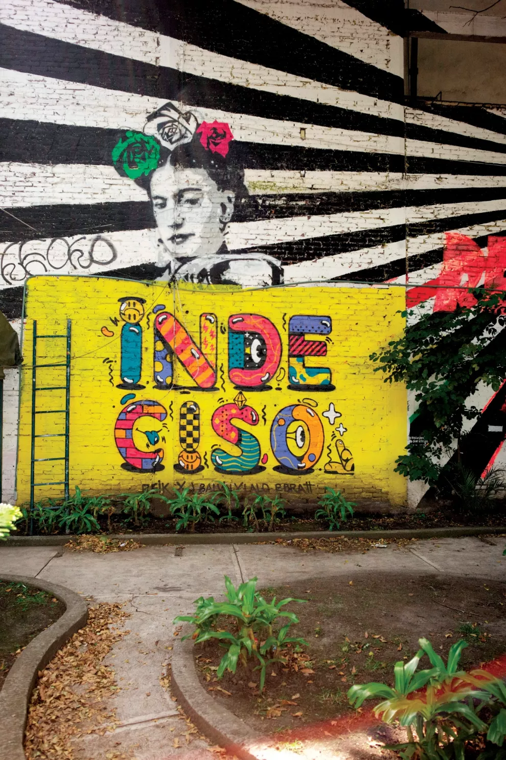 Frida Kahlo está presente en distintos espacios de la ciudad y se manifiesta con diferentes técnicas, esta vez es un grafiti en La Roma.