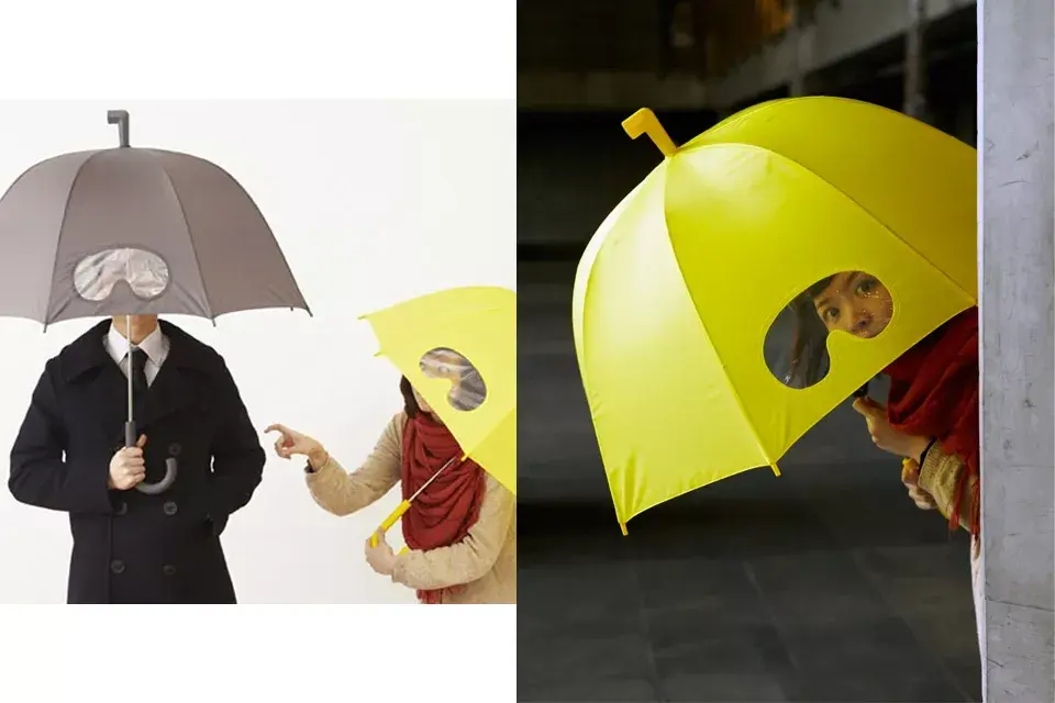 Y por último, un paraguas con visor, para poder taparnos bien, sin mojarnos, pero viendo hacia dónde vamos