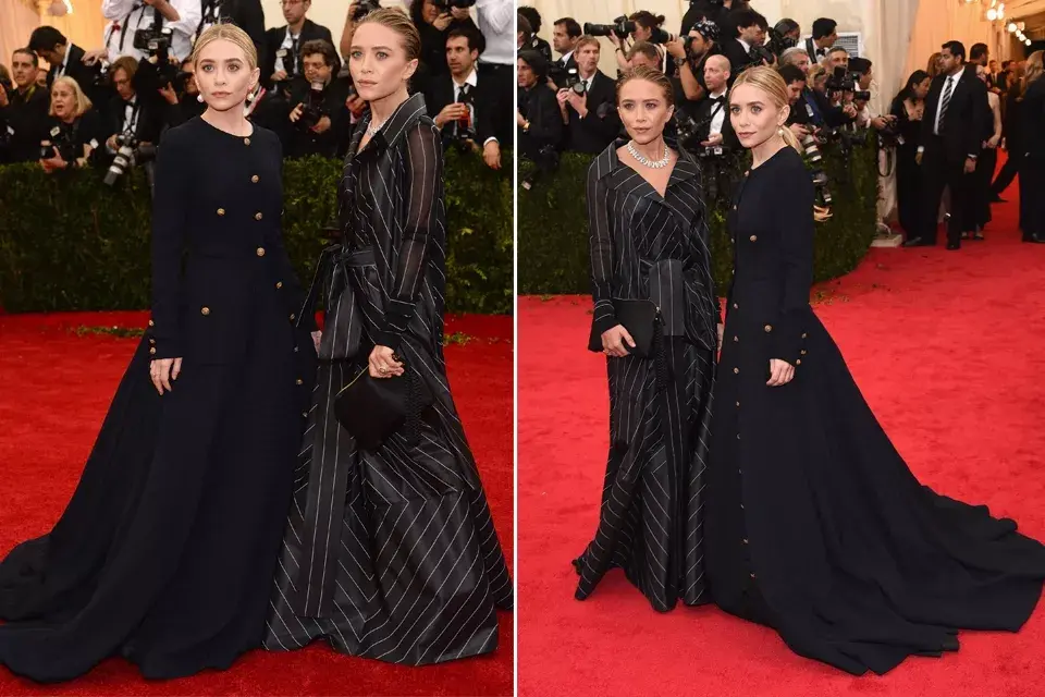 Las hermanas Olsen, Ashley y Mary Kate, fueron las que mejor se adaptaron al dress code de este año, con un vestido vintage de Chanel