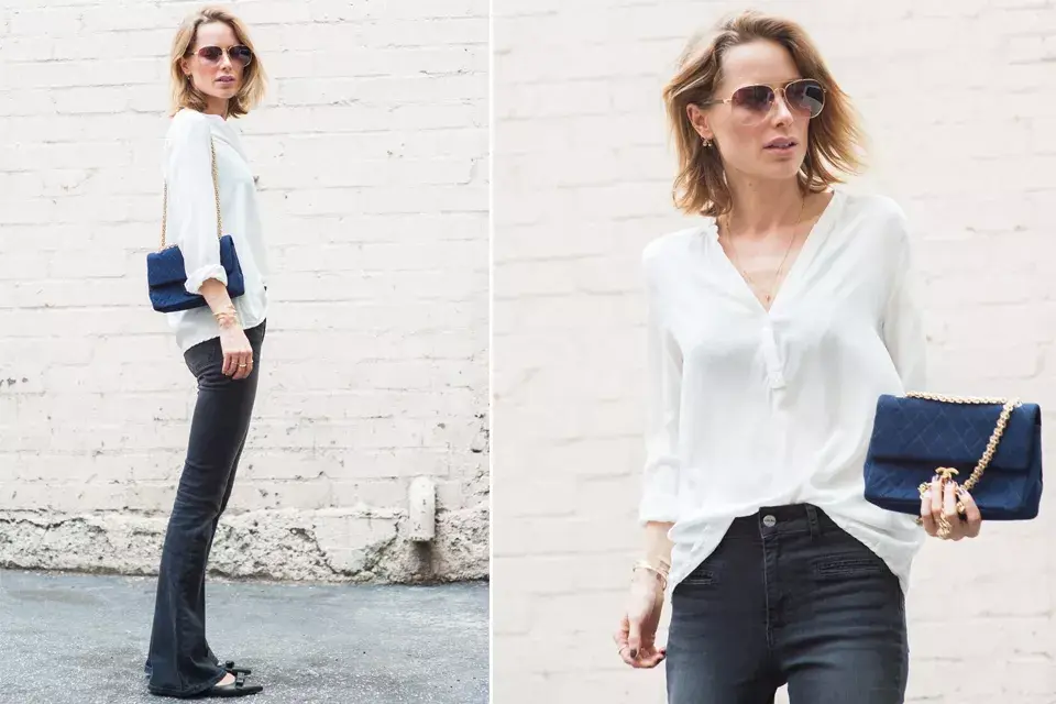 Con jeans oxford, una diosa