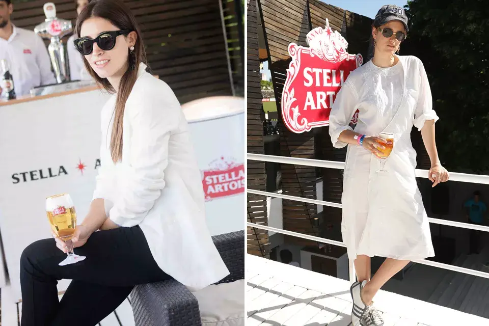 Agus Cordova y Bernardita Barreiro, en el espacio de Stella Artois en la primera fecha del polo