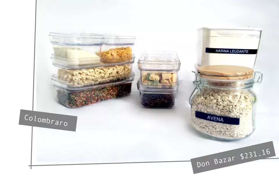 Contenedores de acrílico de Colombraro / Frasco de vidrio con tapa de mader de Don Bazar $231,16
