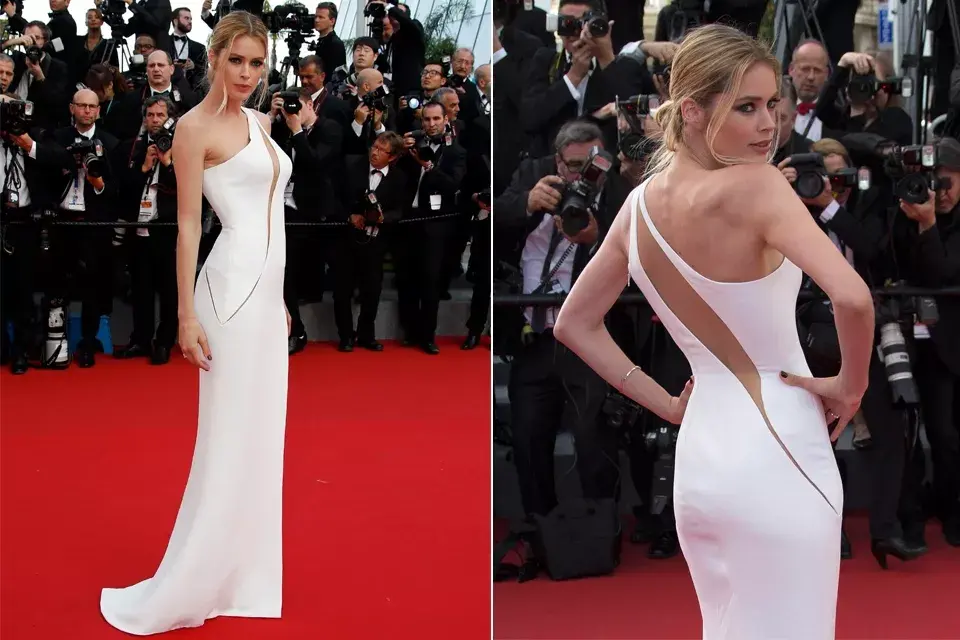 La otra top model presente en la ceremonia de apertura de Cannes fue Doutzen Kroes, que también eligió un vestido blanco largo, de Versace. ¡Qué figura!