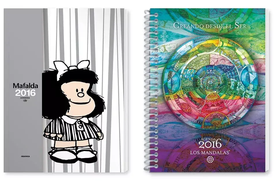 Izquierda: Mafalda encuadernada, Granica, $ 225. Derecha: Tapa dura con mandalas, Granica, $249