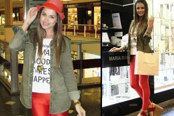 Vitto Saravia pasó por María Rivolta a conocer las tendencias del verano. Combinó las calzas coloradas con un sombrerito en el mismo tono. ¿Te animás a las calzas en colores shocking?