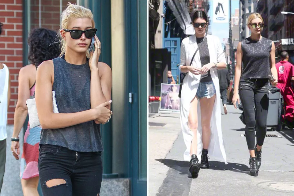 Ambas modelos pasean sus looks por las calles de Los Ángeles