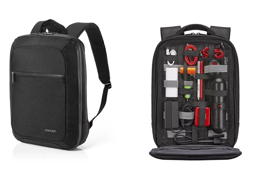 ¿Fanático del orden? Mochila para laptop modelo "Cocoon" ultra delgada con un sistema de elásticos que permite llevar todo ordenado, disponible en Grabr por $1799