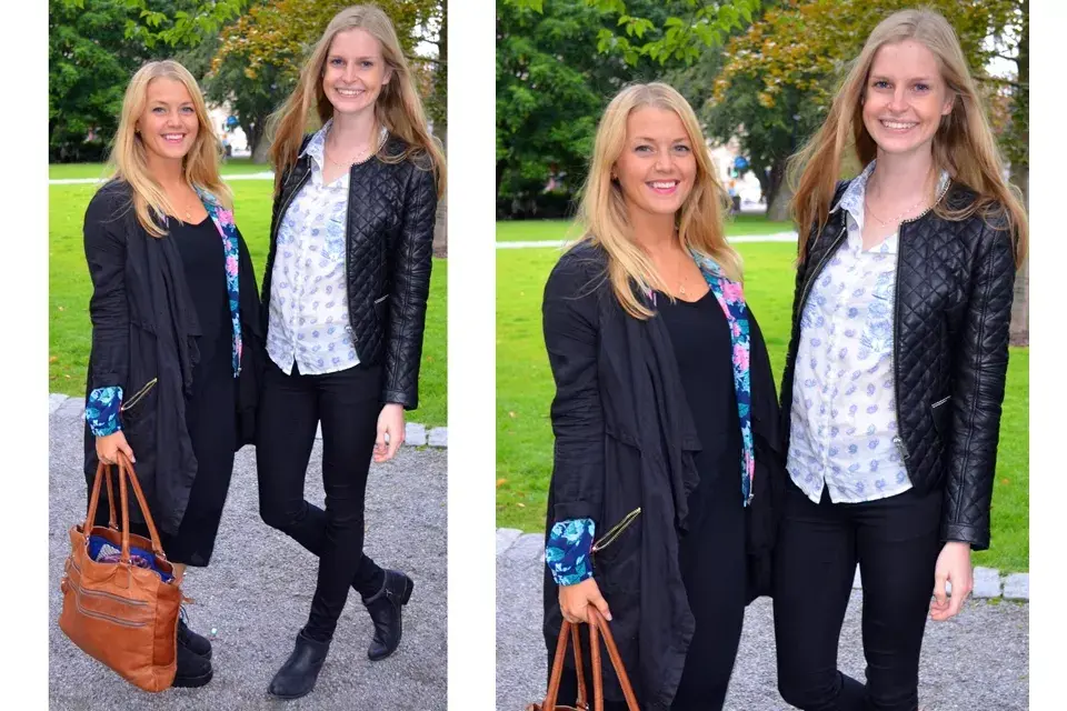 Skinny jeans y vestidos negros por doquier. Aquí, combinados con estampas floreadas