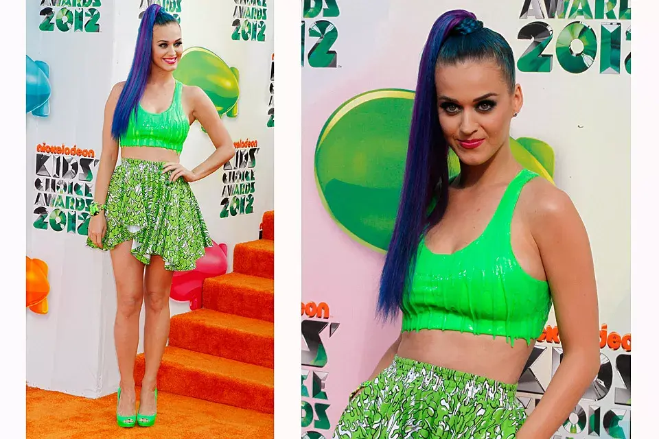 Verde flúo fue el color elegido por Katy Perry para su outfit ¿Da o no da?