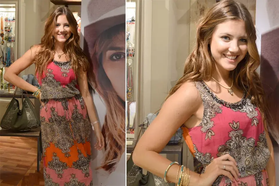 Stephanie Demner también pasó por el evento y lució un vestido estampado con mucho color. ¡Divina!