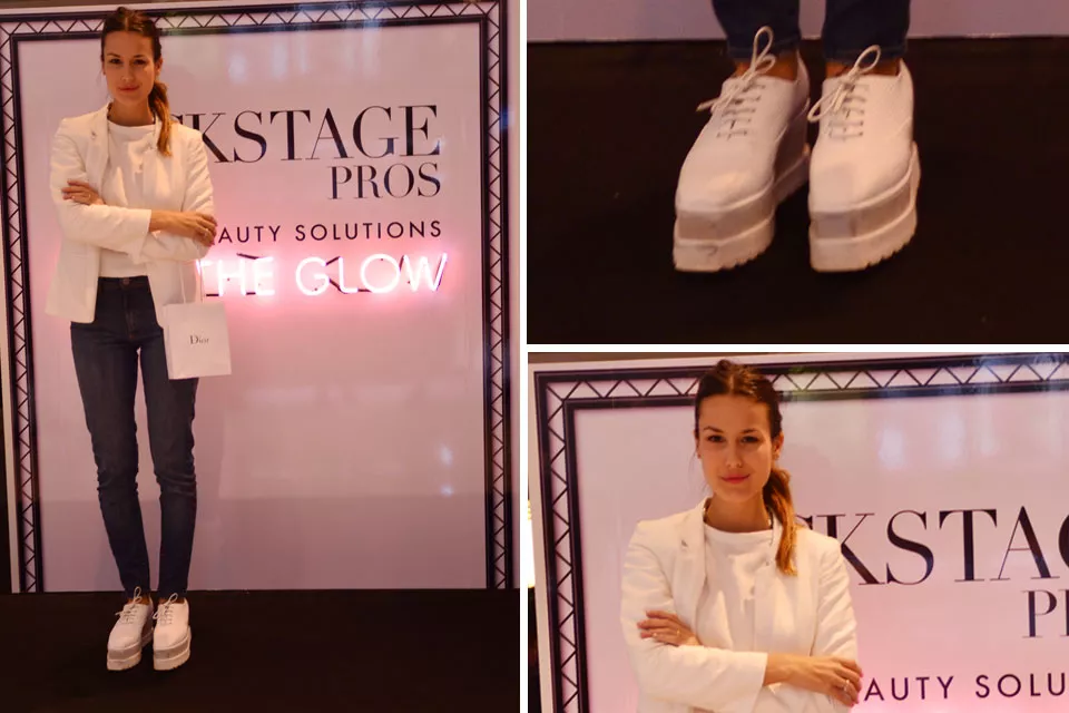 Con un look de día, Luli Fernández dijo presente en el evento de Dior: blazer blanco, chupines y plataformas a tono